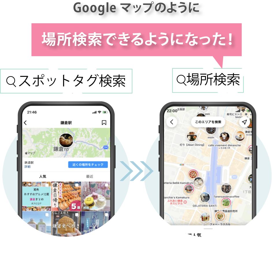 Googleマップのように場所検索できるようになった!